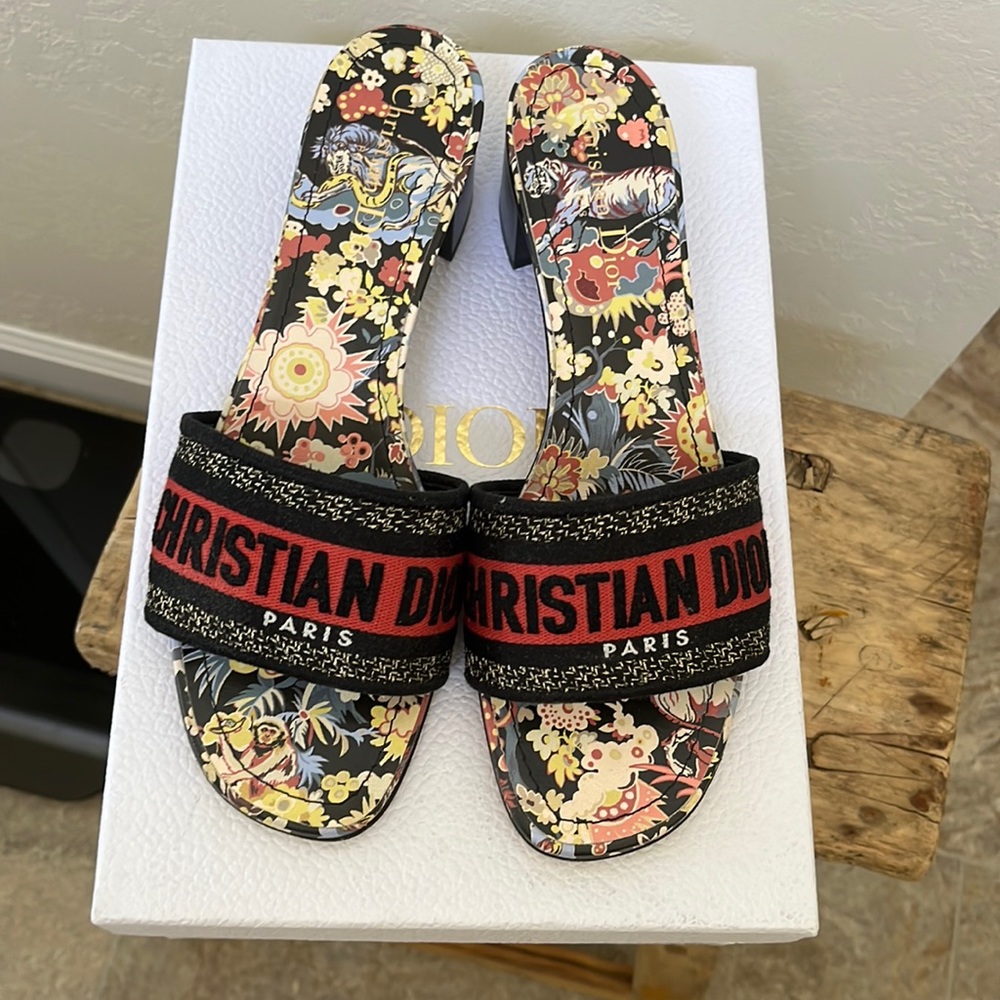 Christian Dior Embroidered Sandal Slides